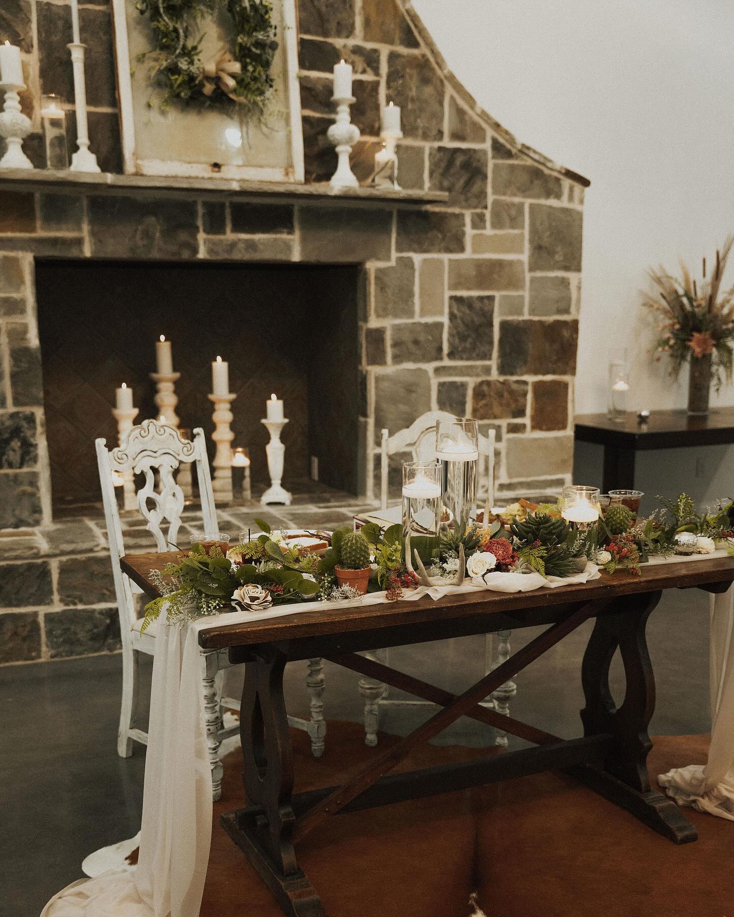 bride and groom's table at wedding reception