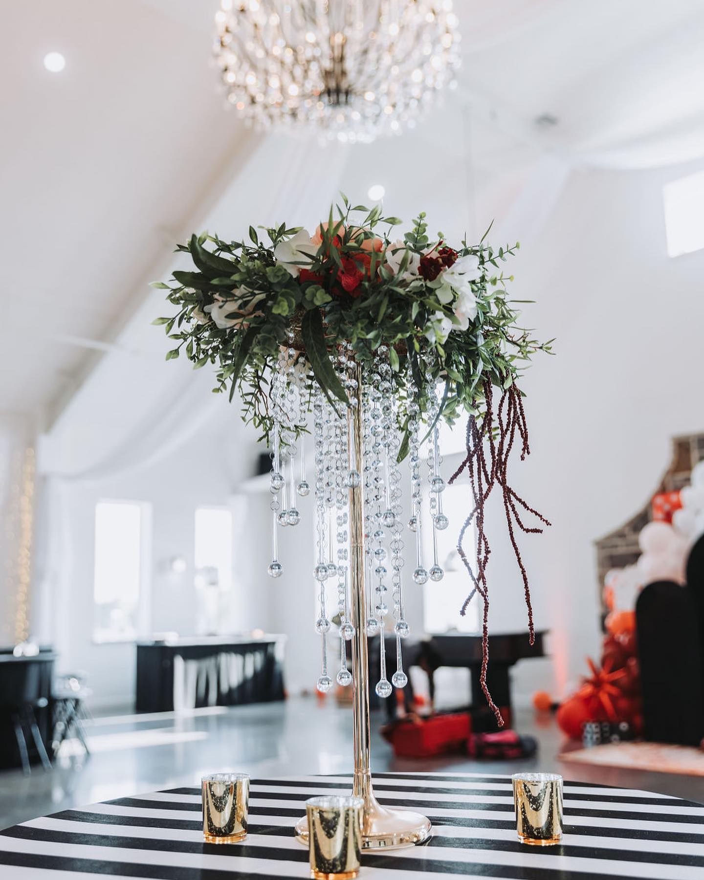 tall gold floral centerpiece