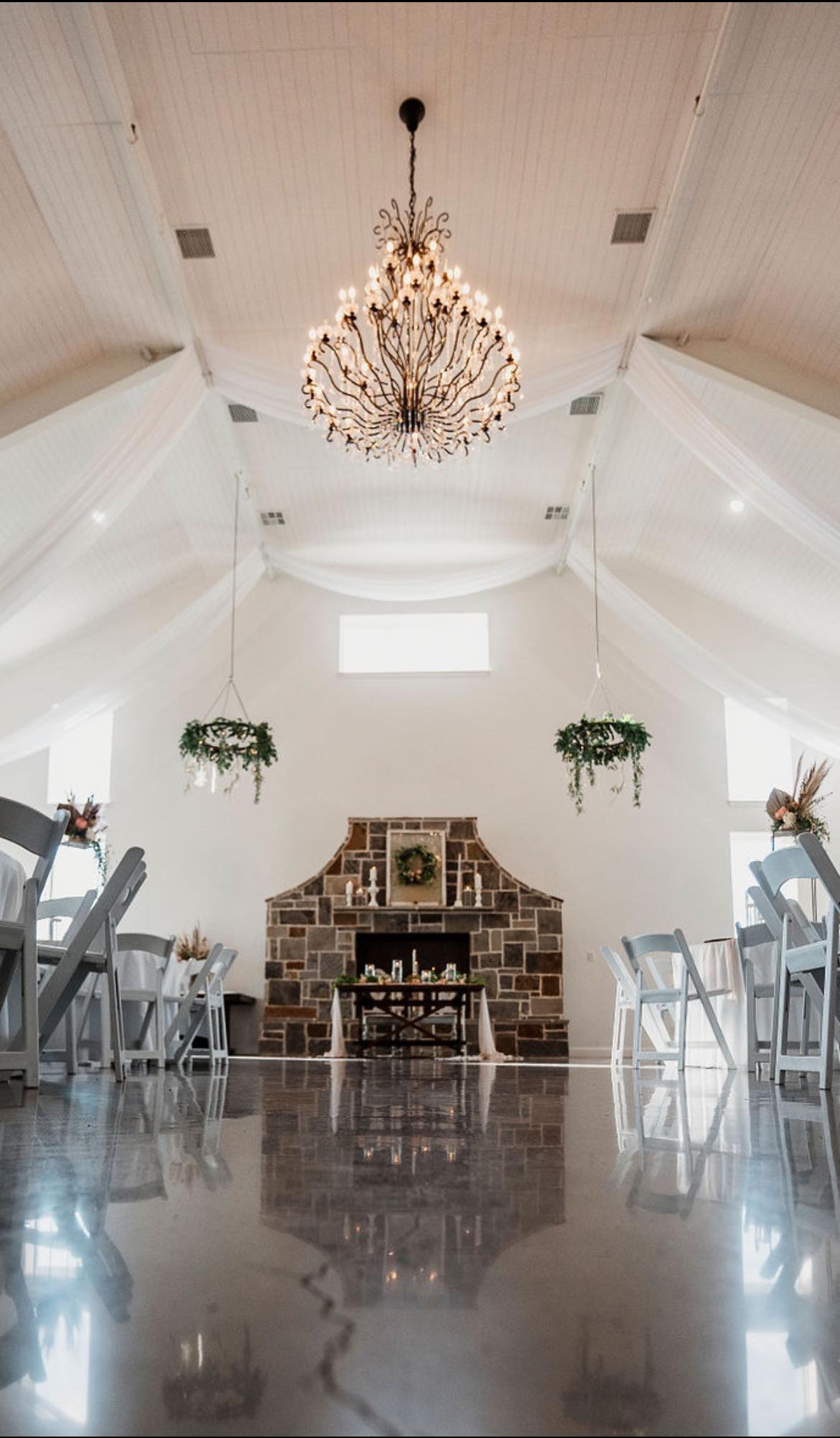 chandelier in wedding venue